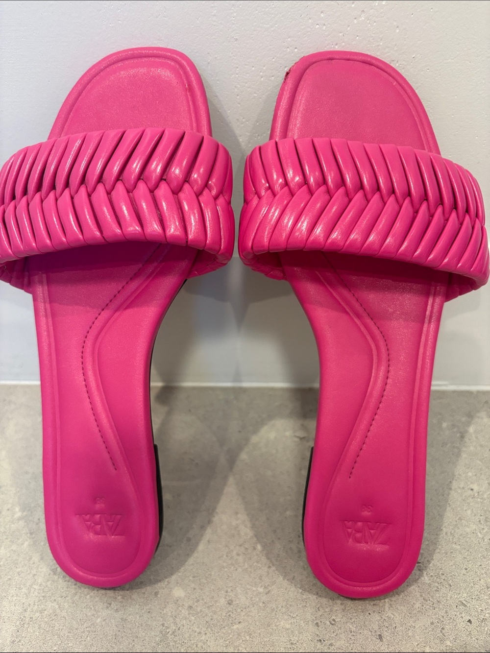 Zara Braided Slide Sandals - Hot Pink